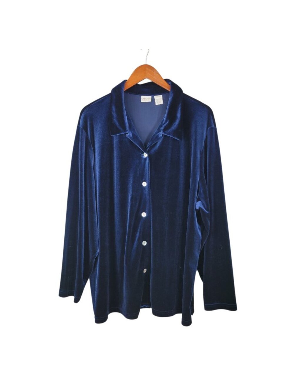 Vintage Cherokee Jacket Top Plus 22W Velvet Romantic Button Up Blue Jewel Tone